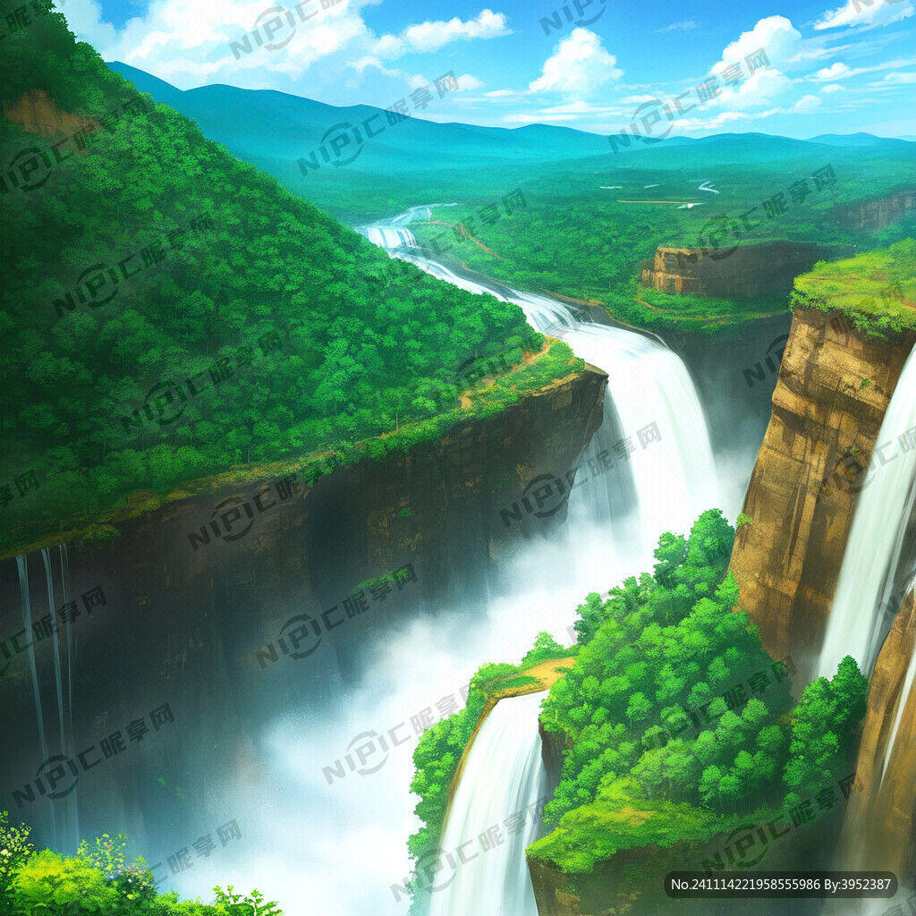 瀑布 山水 河流