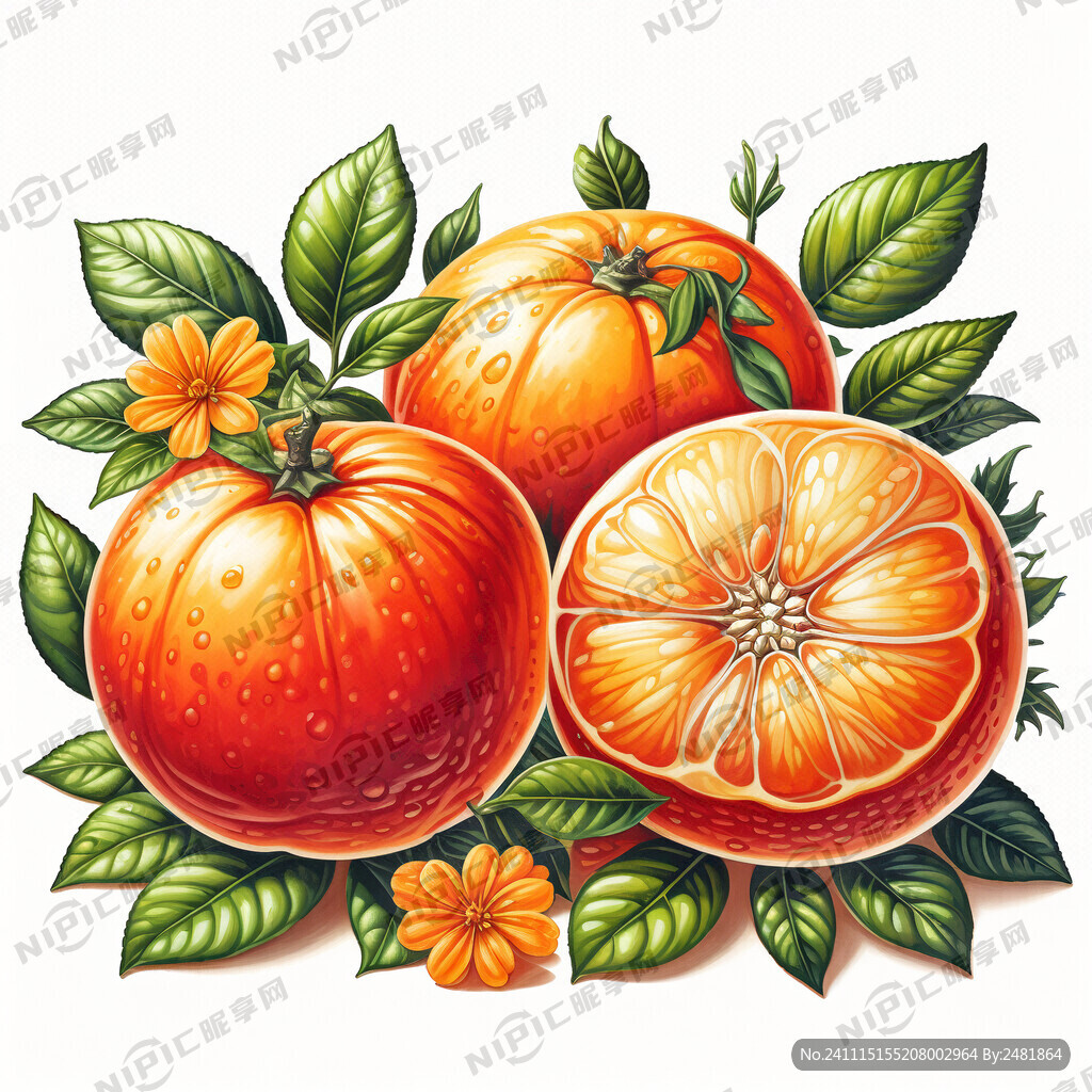 桔子和桔子花 单个的。