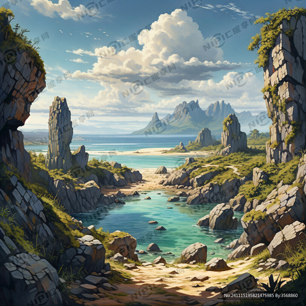 怪石遍布的无人海岛