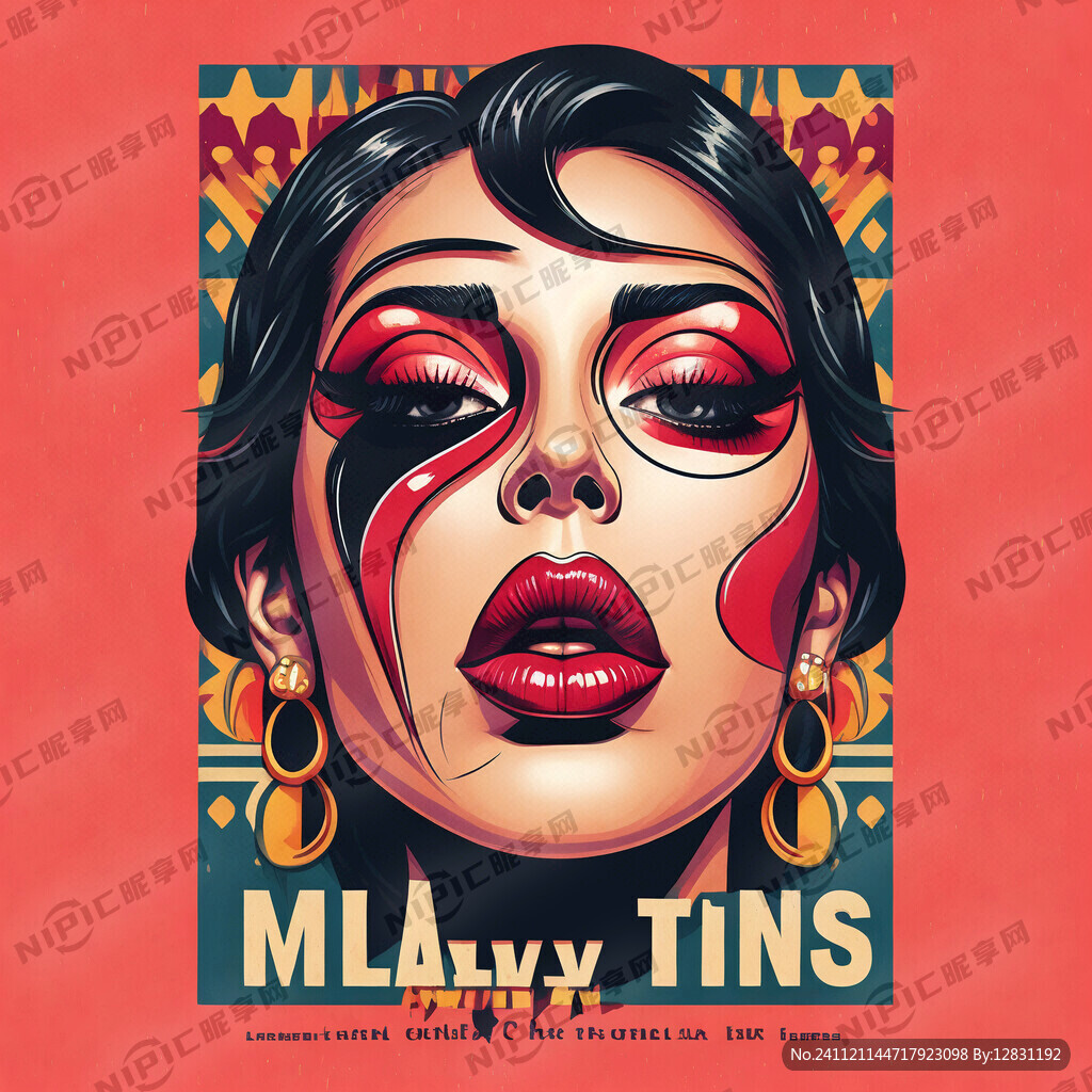 国潮风格的唇部美女海报