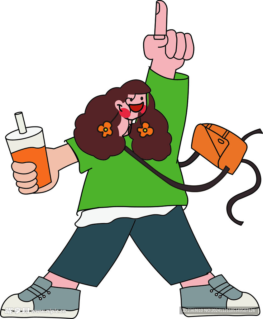 卡通人物奶茶素材