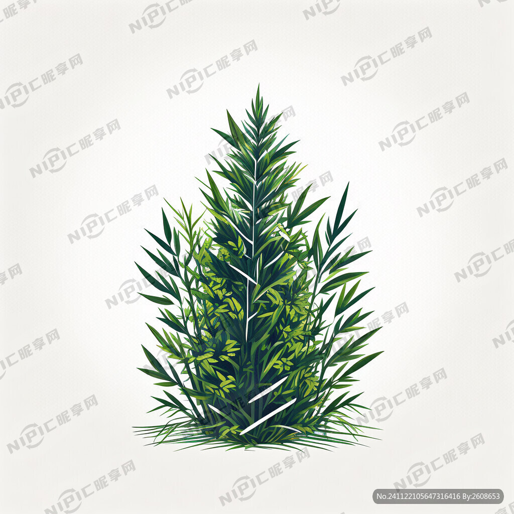 艾草 线条底图 矢量图