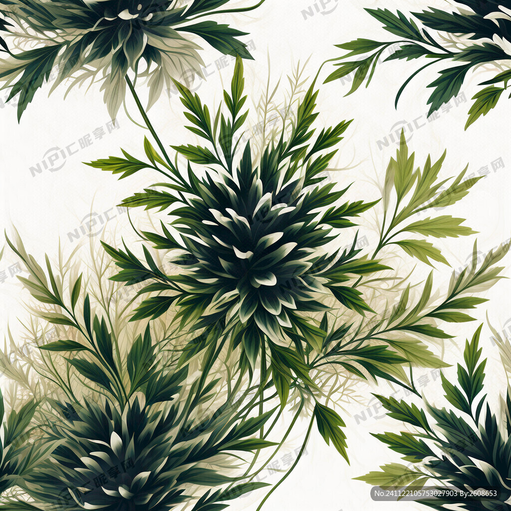 艾草 线条底图花纹 矢量图