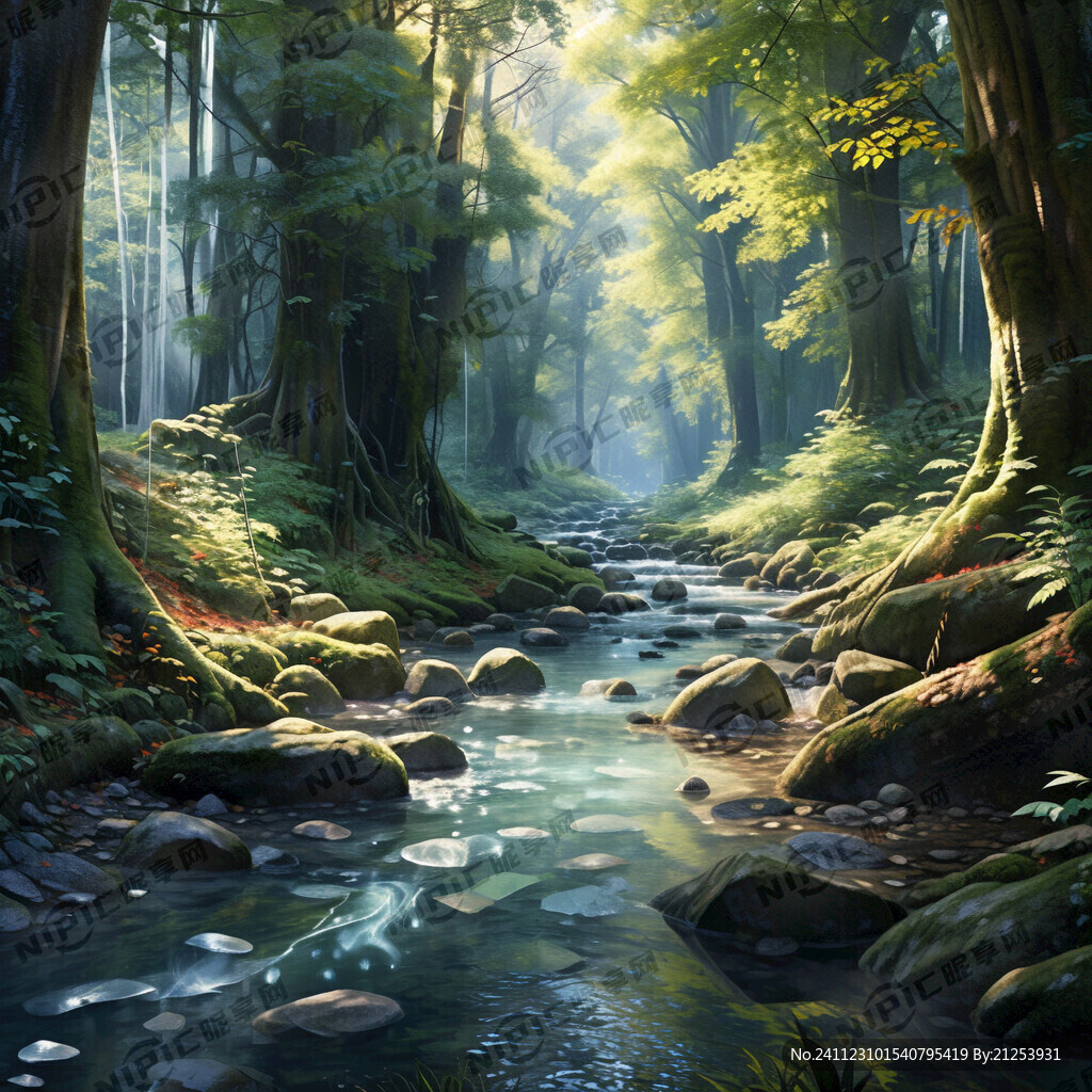 深林 小河旁 超高清 晶莹剔透