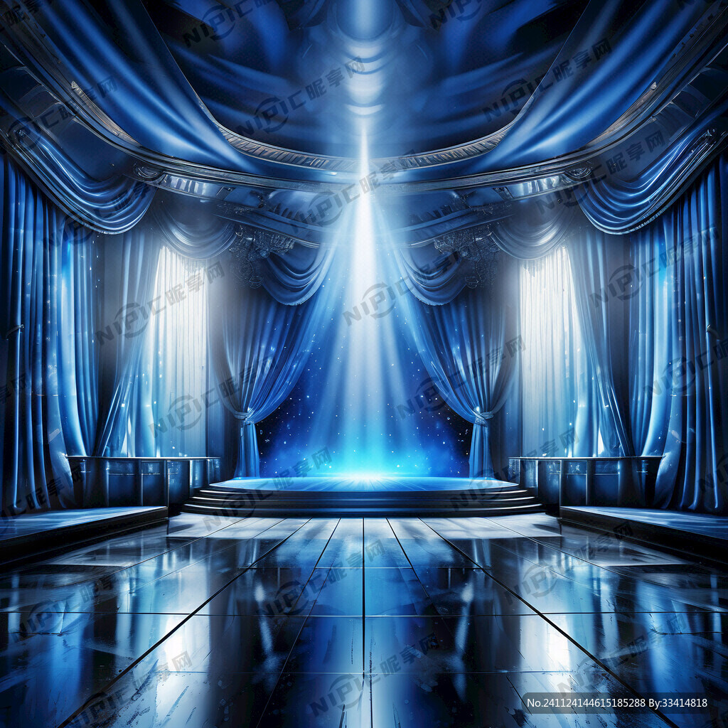 蓝色渐变 剧院舞台 剧院幕布