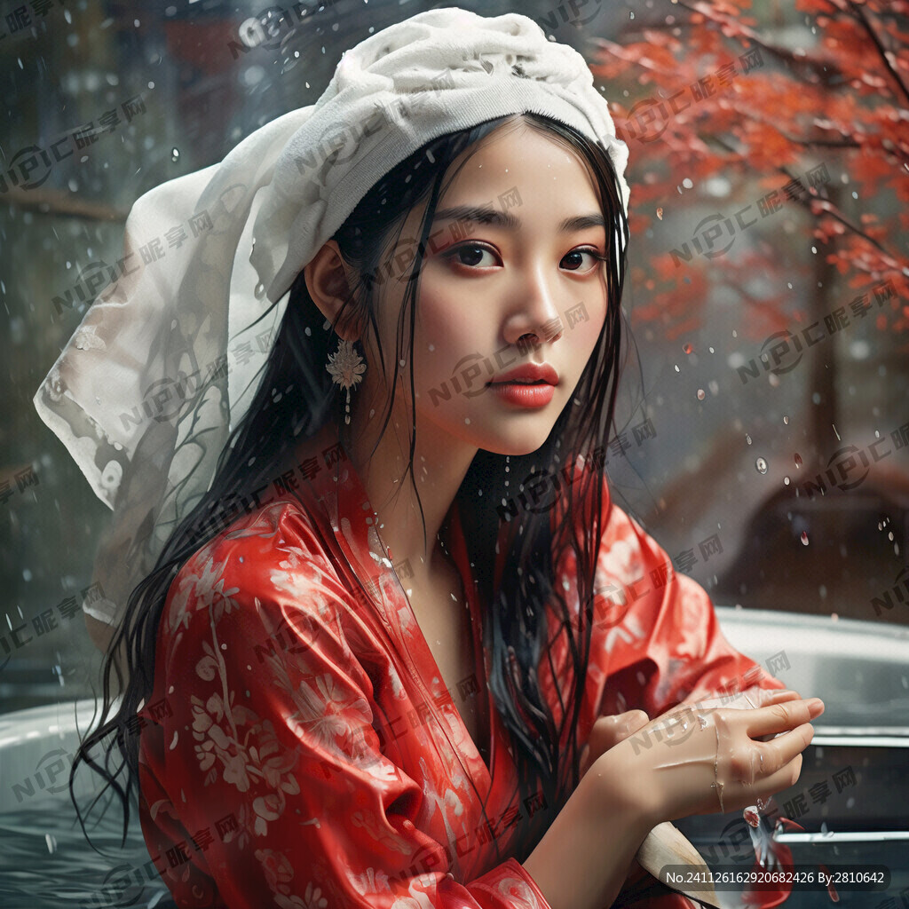 浴帽 美女 沐浴