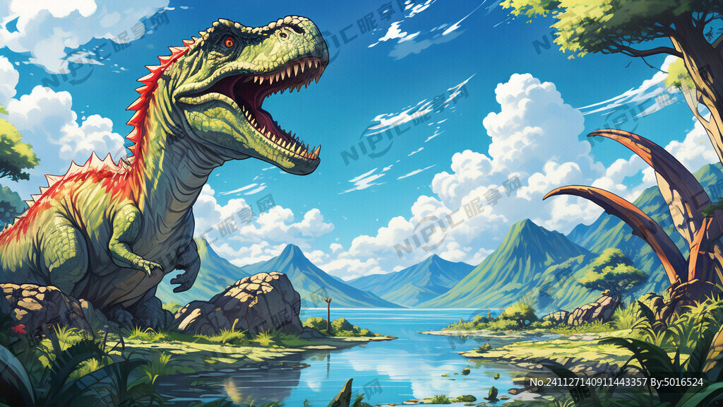 恐龙岛 冒险 日漫风格 蓝天