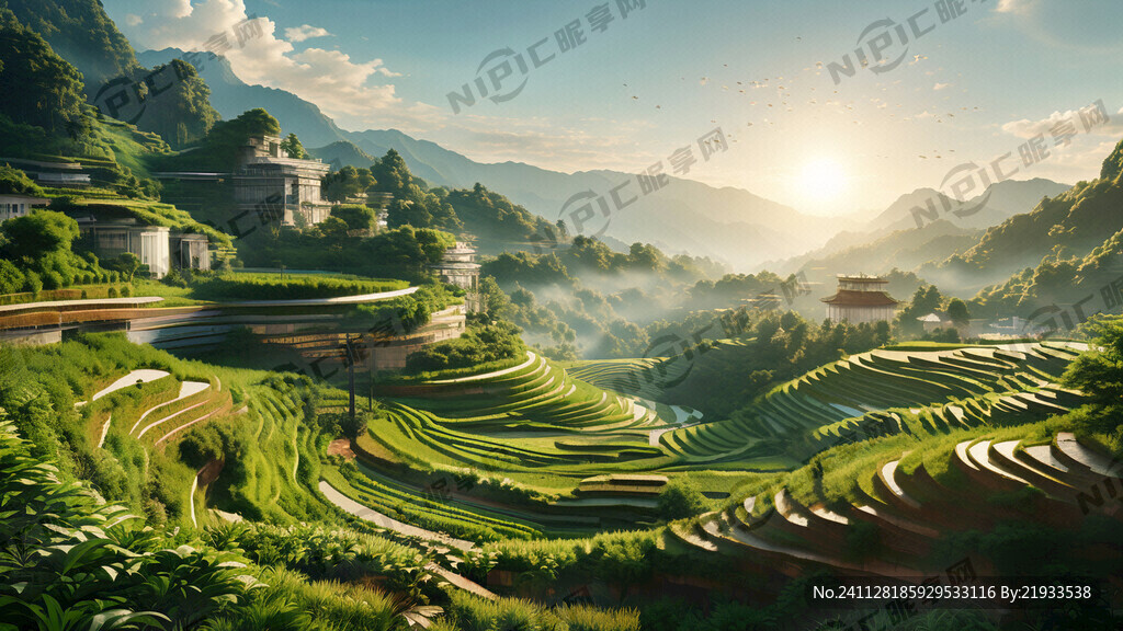 梯田设计理念 稻田效果图