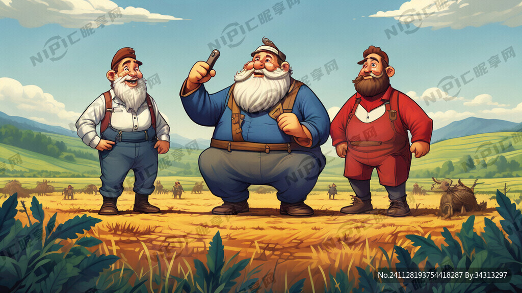 卡通风格 海报 一个地主