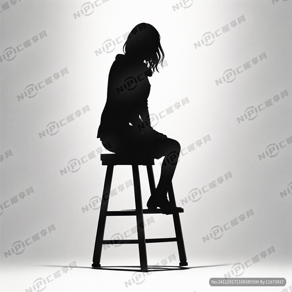 坐凳子上的人剪影