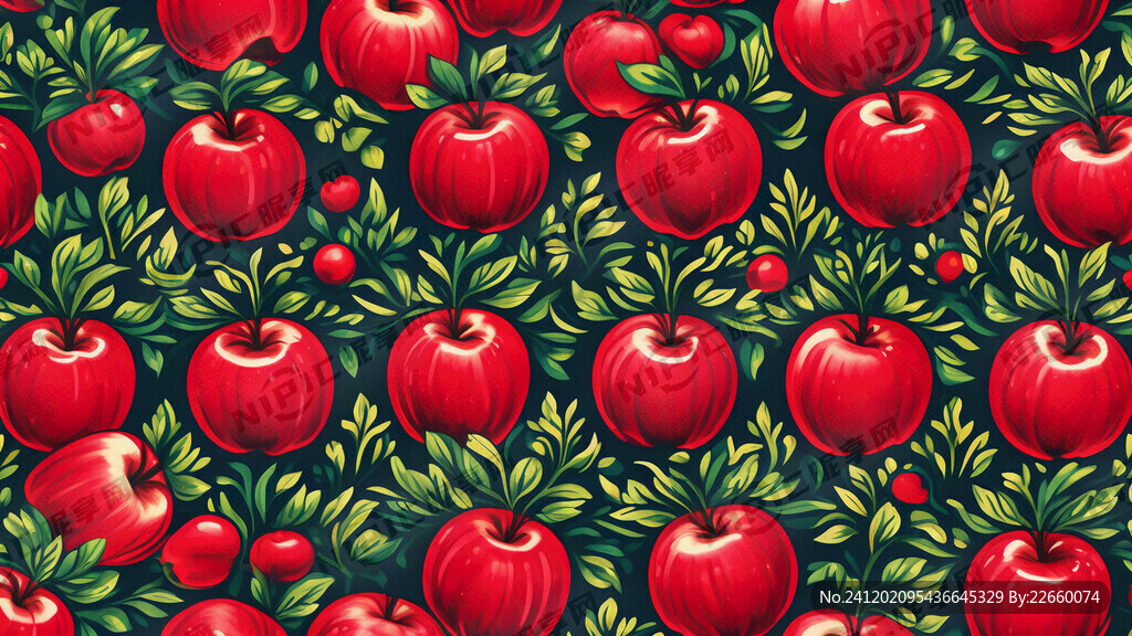 红色苹果农业手绘插画