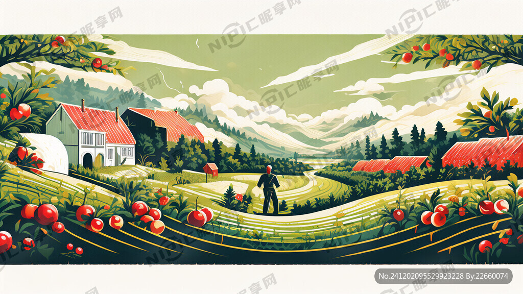 苹果包装插画农业