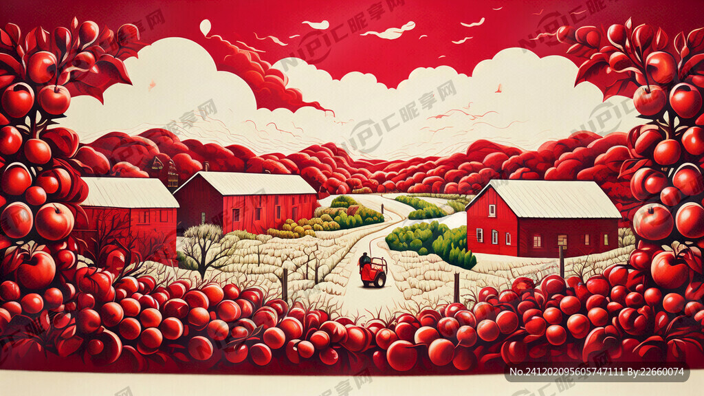 苹果包装红色插画农业
