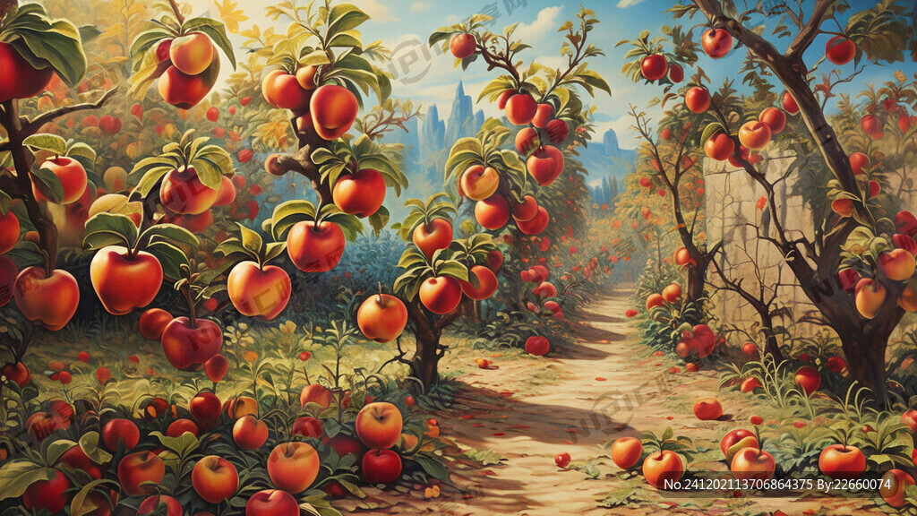 果园苹果壁画图片
