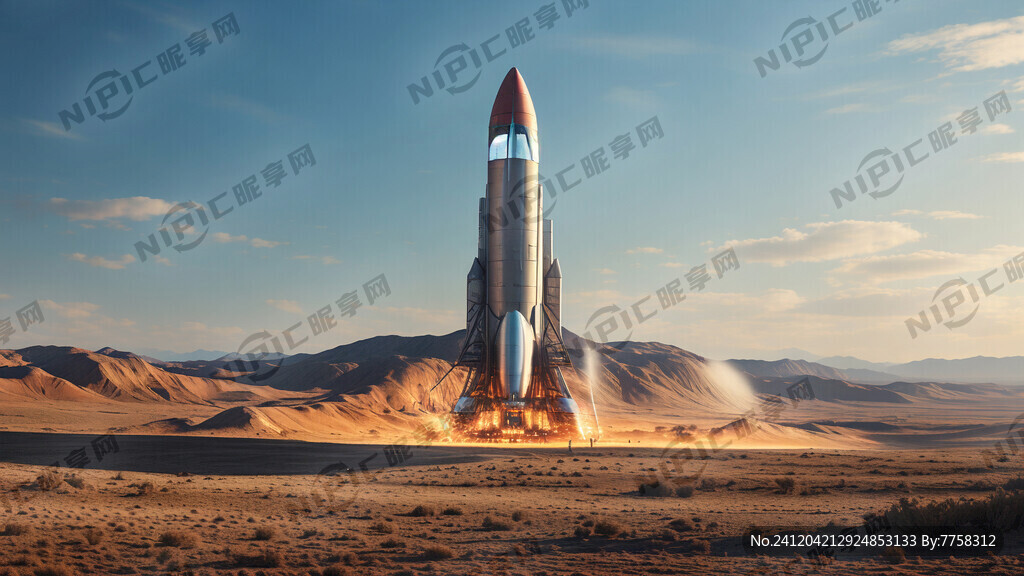 火箭带着火焰离开地面的状态