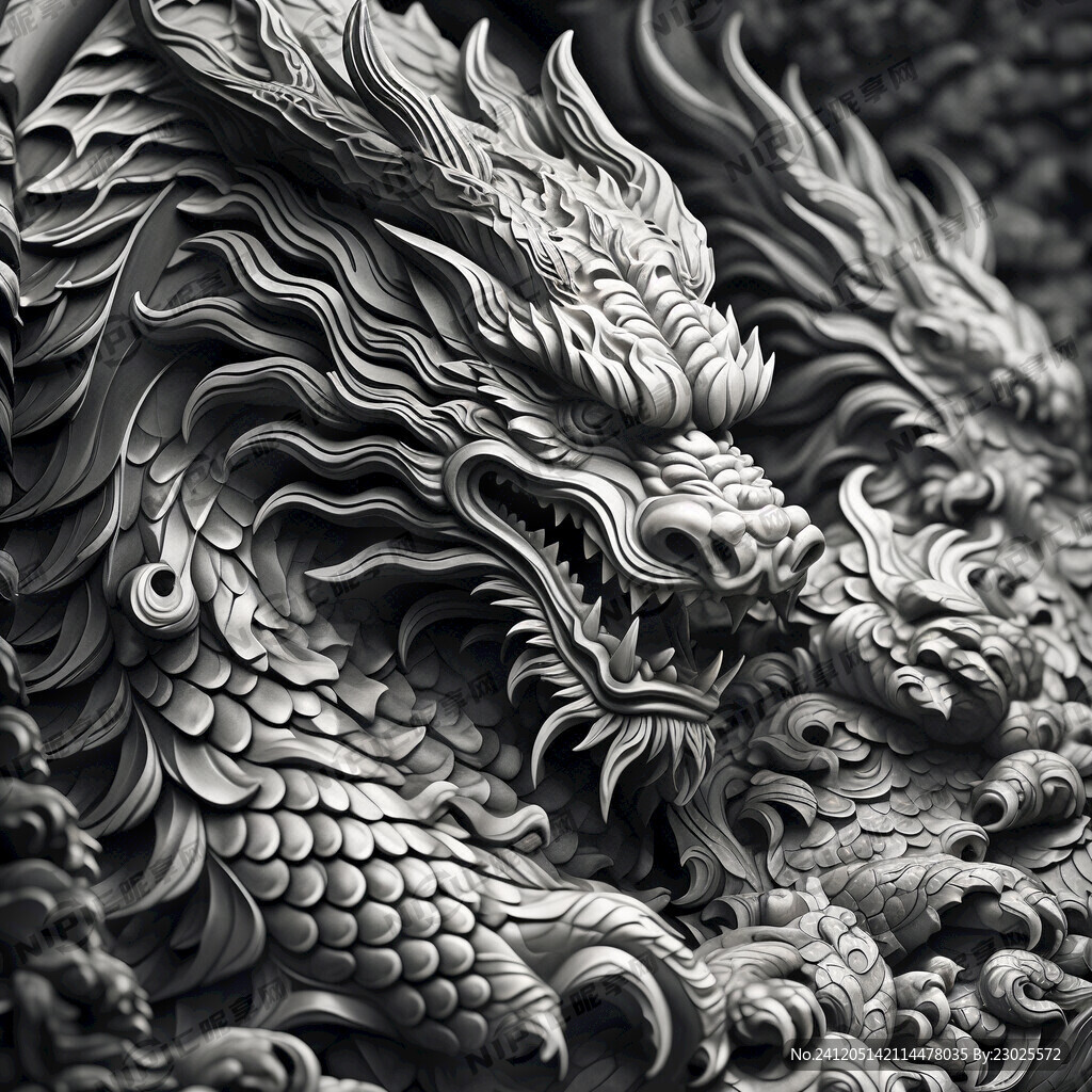 生产一幅龙纹灰度浮雕贴图