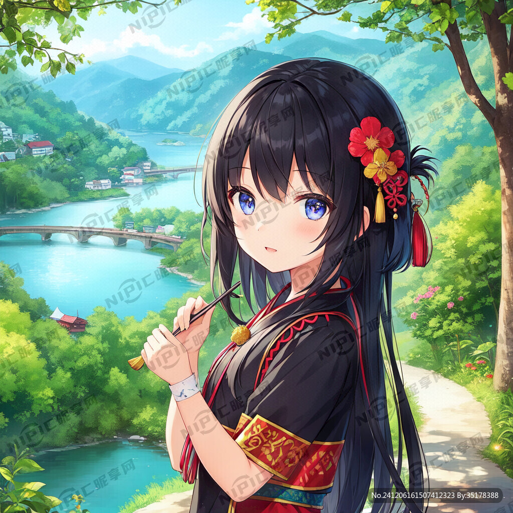 苗族姑娘穿着苗族服装