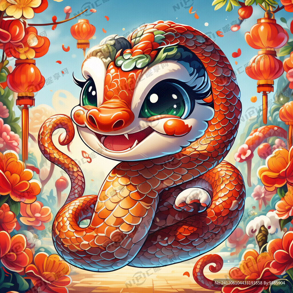 蛇年卡通喜庆动漫风格