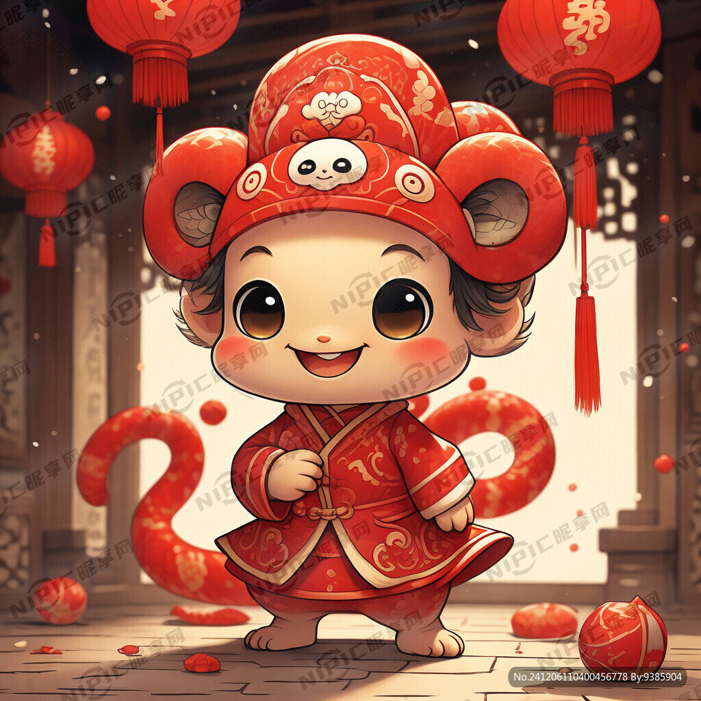 一幅以中国新年为主题的插画