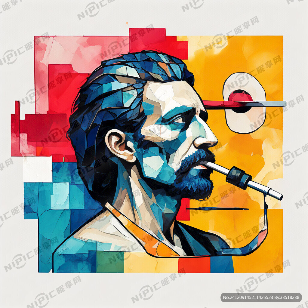 戒烟戒酒构成的抽象头像