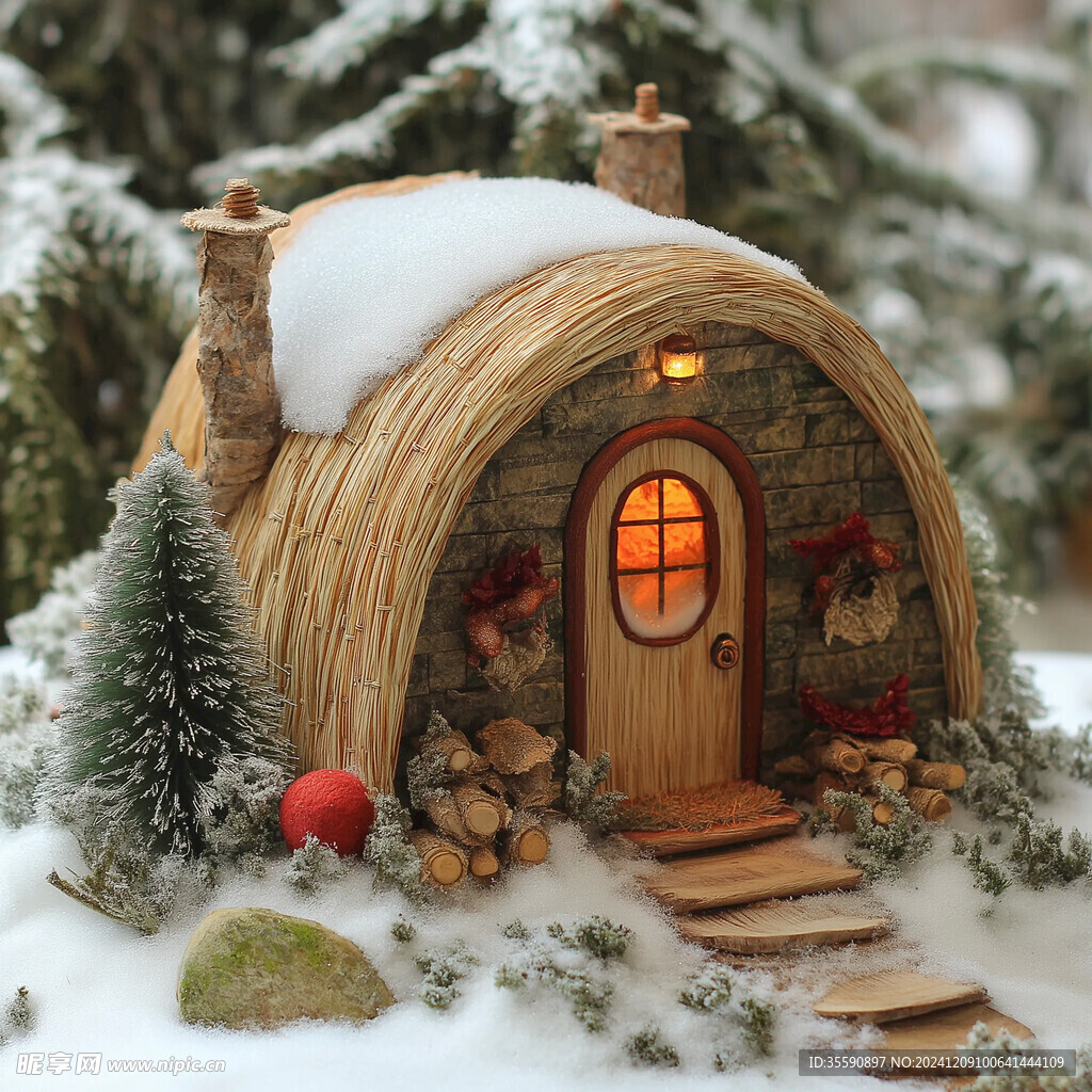 圣诞茅草小屋 静物 