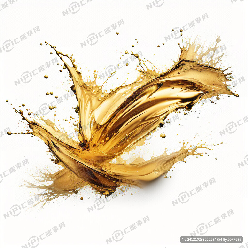 金色透明液体 喷溅 拍摄