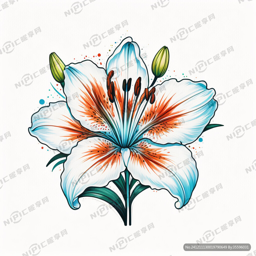 欧美风格花卉彩绘图