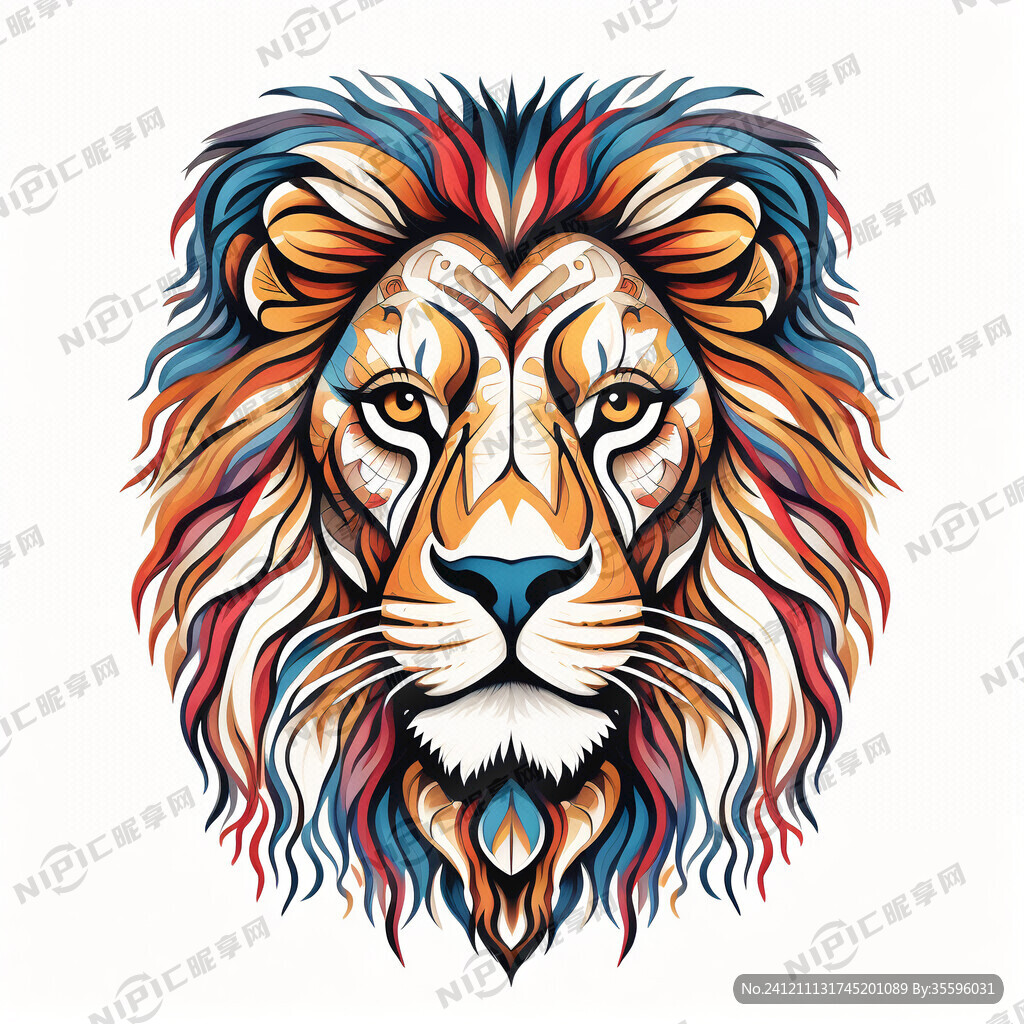 欧美风格雄狮彩绘图