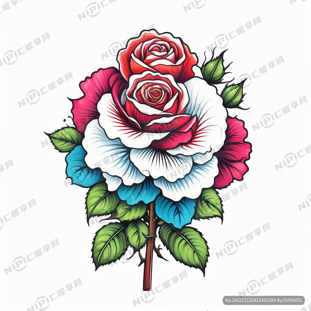 欧美风格玫瑰花彩绘图