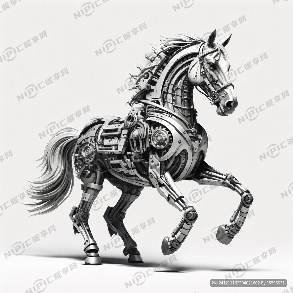 用工业风机械零件做一只大战马造