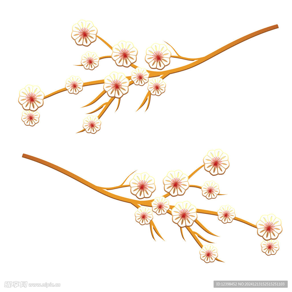 梅花梅树卡通设计图案