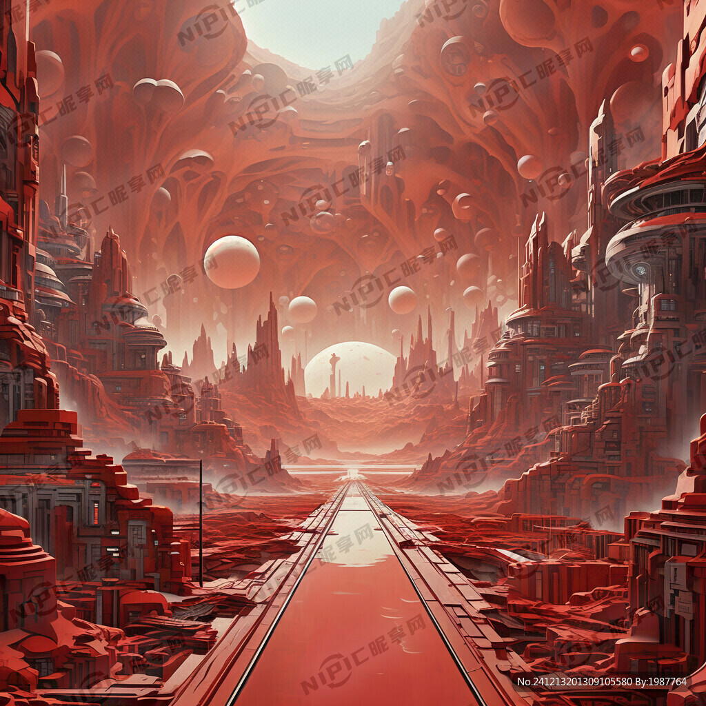 红色背景 未来感 抽像艺术