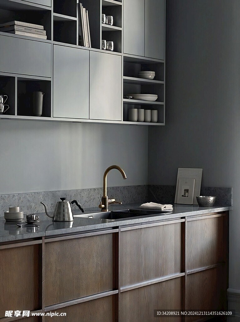 骨骼线胡桃木复古中式风格柜子门