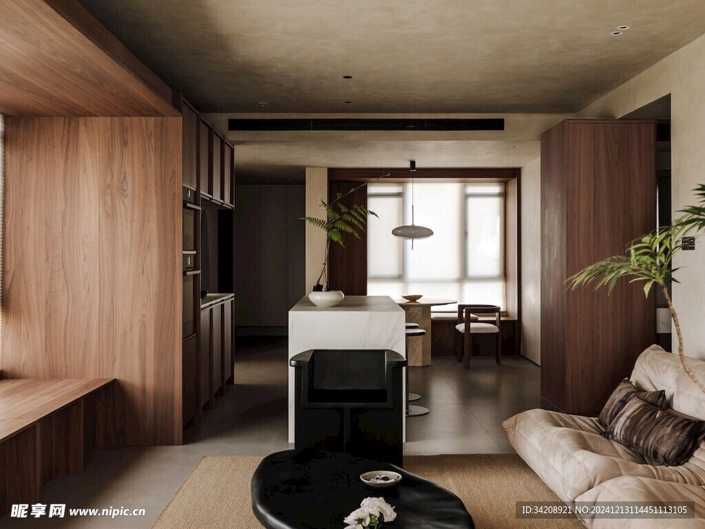 骨骼线胡桃木复古中式风格柜子门