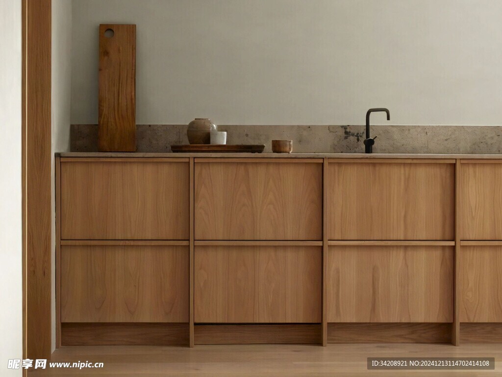 骨骼线胡桃木复古中式风格柜子门