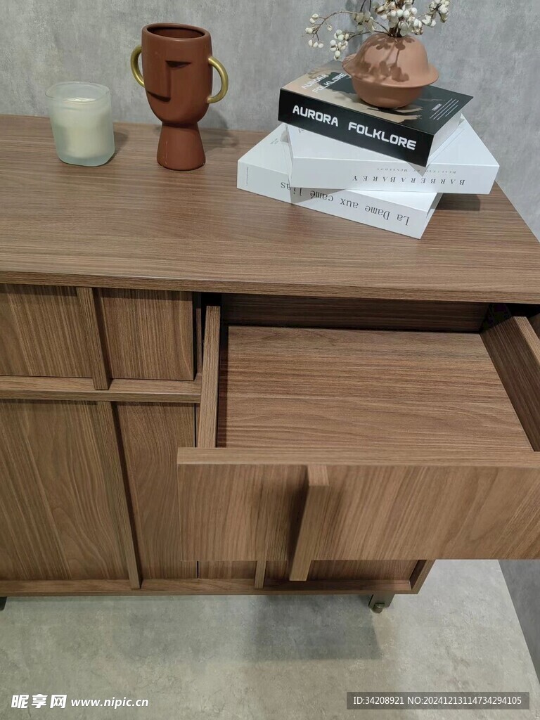 骨骼线胡桃木复古中式风格柜子门