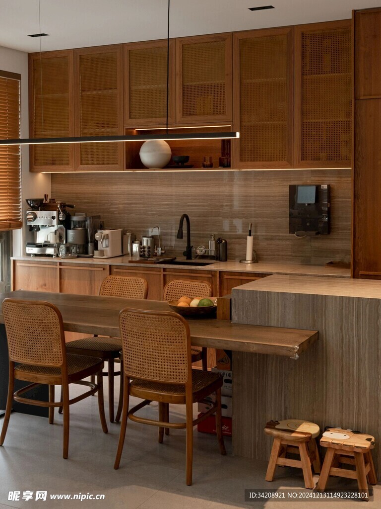 骨骼线胡桃木复古中式风格柜子门