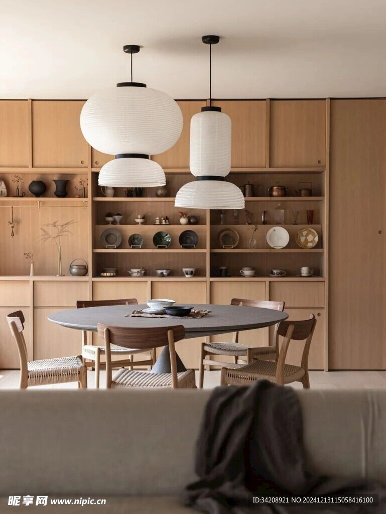 骨骼线胡桃木复古中式风格柜子门