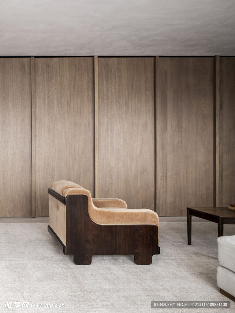 骨骼线胡桃木复古中式风格柜子门