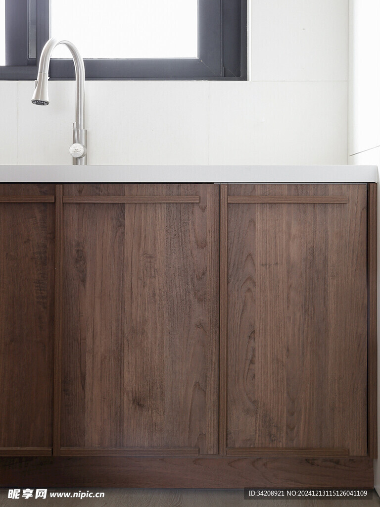 骨骼线胡桃木复古中式风格柜子门