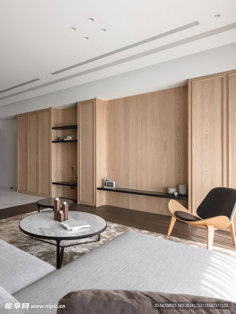 骨骼线胡桃木复古中式风格柜子门