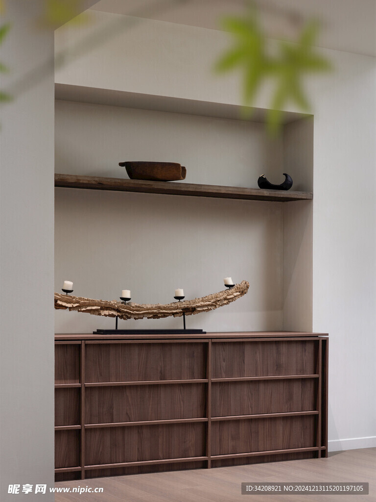 骨骼线胡桃木复古中式风格柜子门