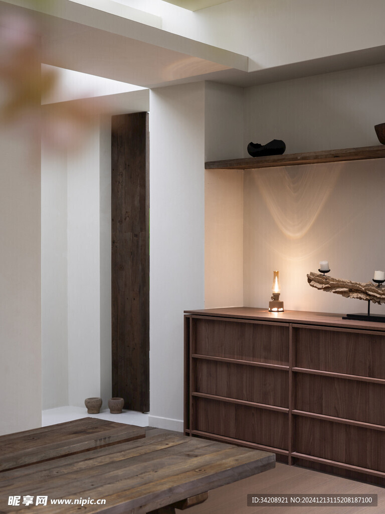 骨骼线胡桃木复古中式风格柜子门