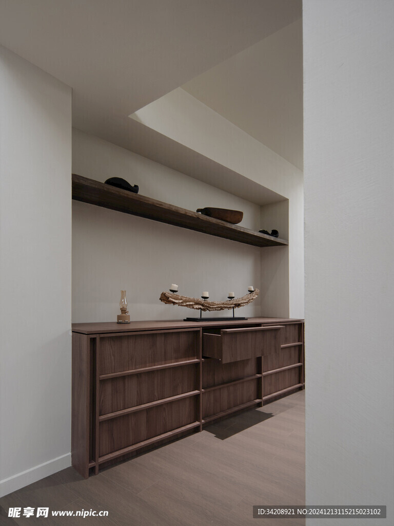 骨骼线胡桃木复古中式风格柜子门