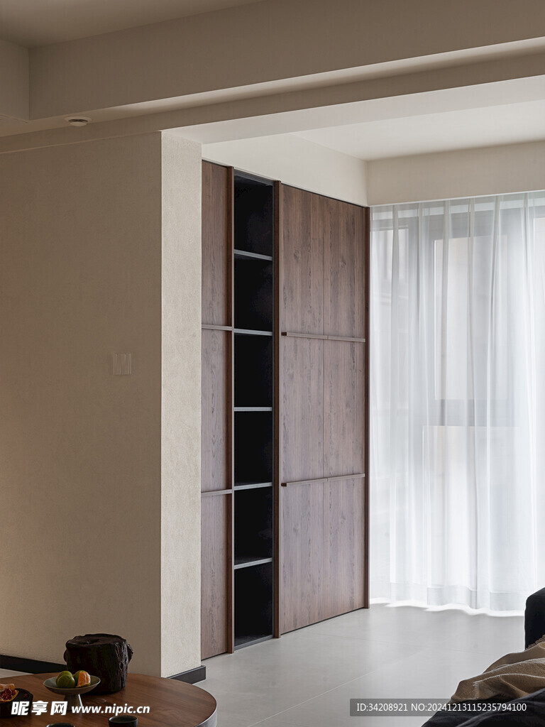 骨骼线胡桃木复古中式风格柜子门