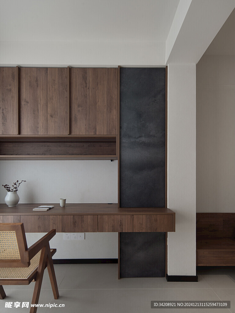 骨骼线胡桃木复古中式风格柜子门