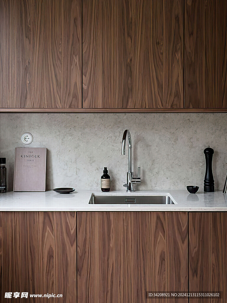 骨骼线胡桃木复古中式风格柜子门