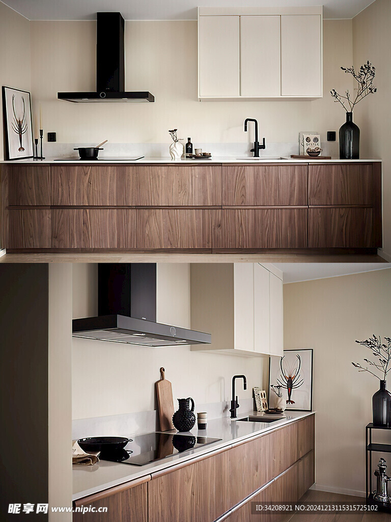 骨骼线胡桃木复古中式风格柜子门