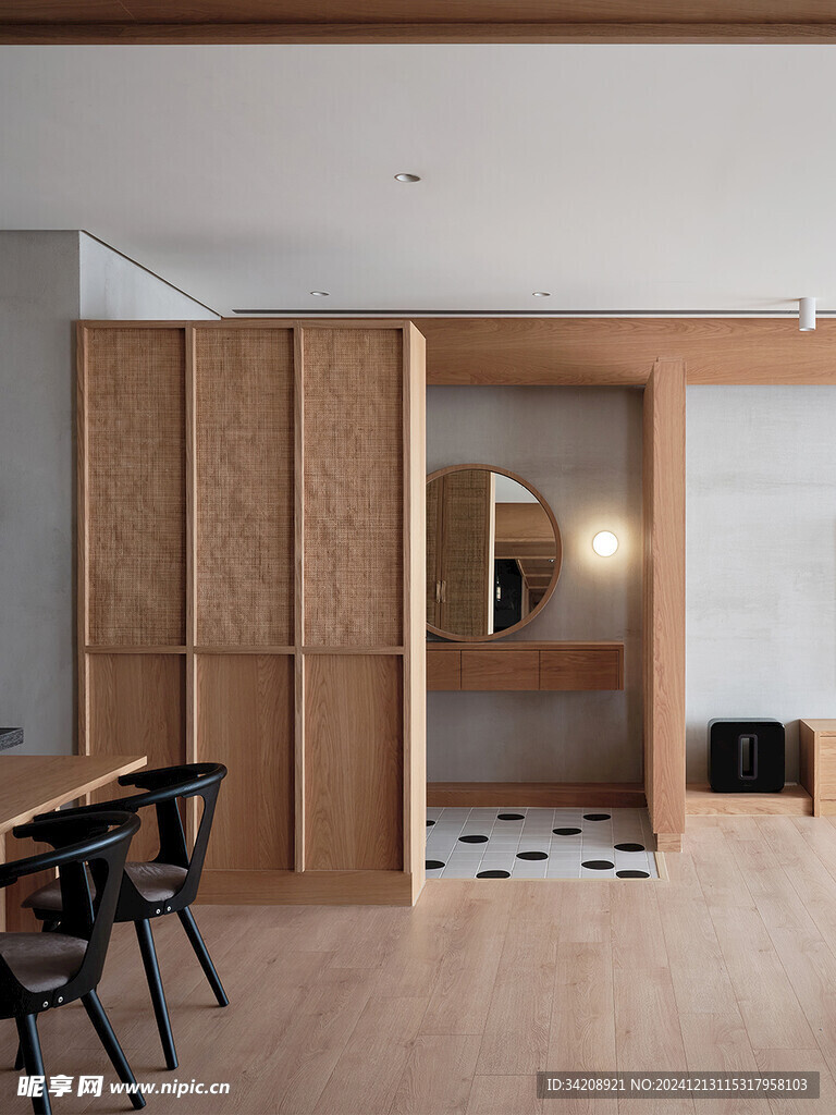 骨骼线胡桃木复古中式风格柜子门