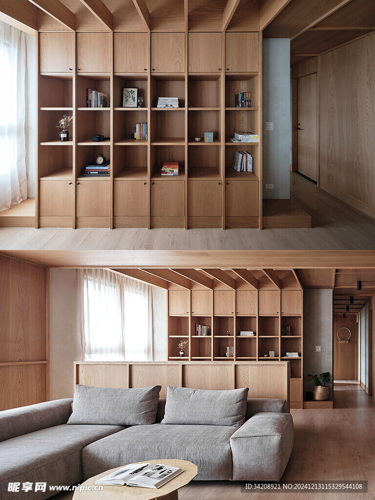 骨骼线胡桃木复古中式风格柜子门